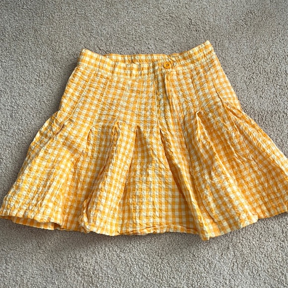 Urban Outfitters Katie Plaid Yellow Pleated Flare Skirt Skater Extra Small XS - Picture 1 of 3
